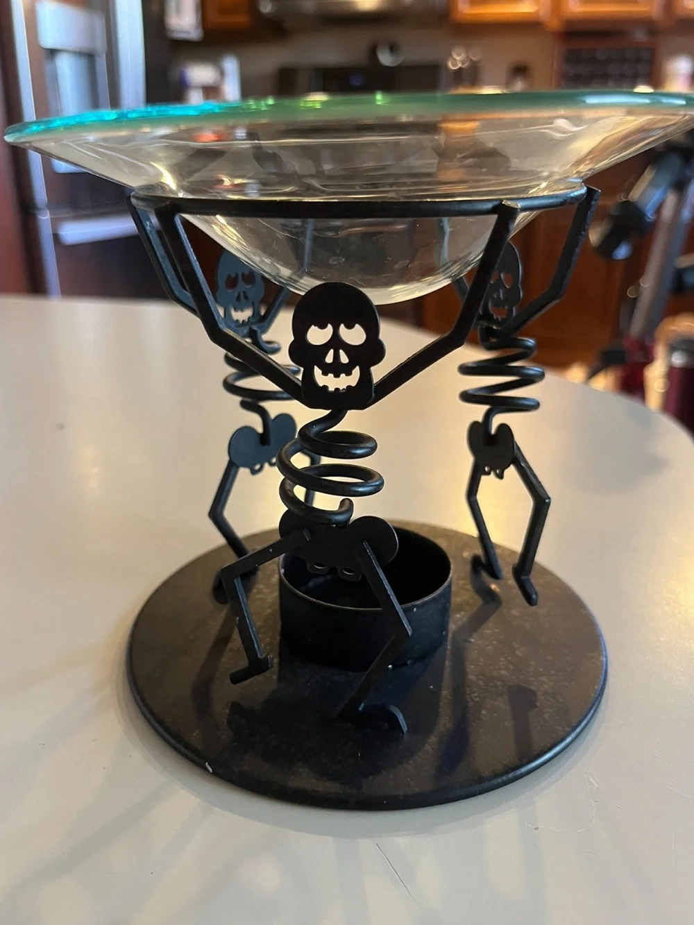 PartyLite Black Skeleton Tealight Warmer with Glass Dish